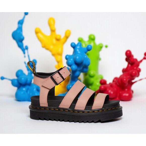 Dr. Martens Shoes - Dr. Martens Pink Leather Platform Strappy Sandals. NWOT